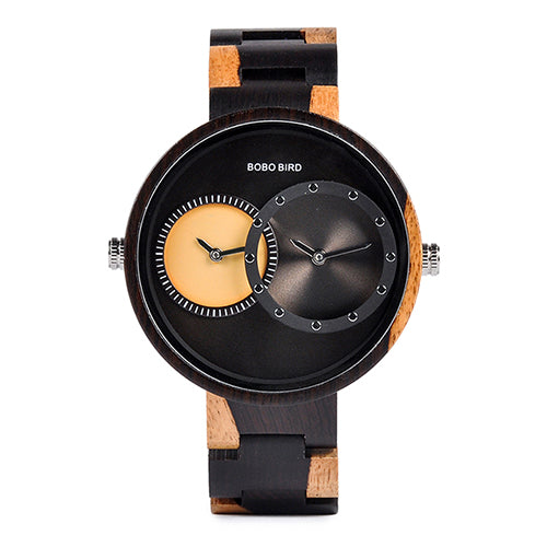 Wooden double movement wood watch