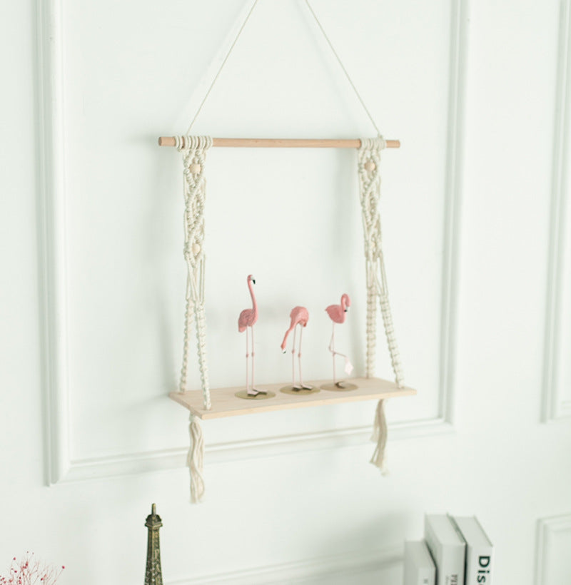 Hand-woven tapestry shelf