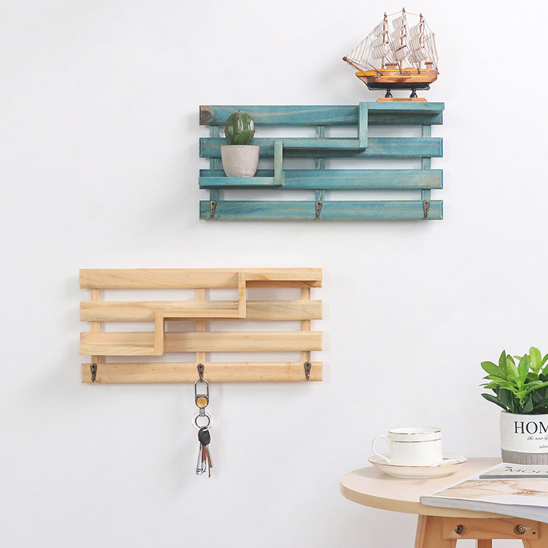 Living room wall wooden wall hanging rack decorations