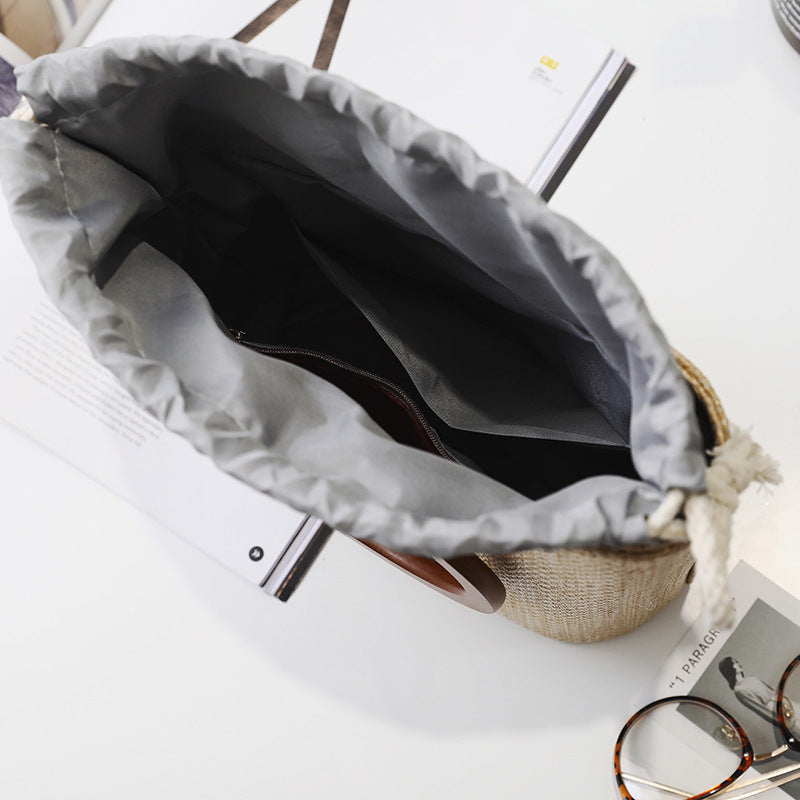 Woven solid wood handbag