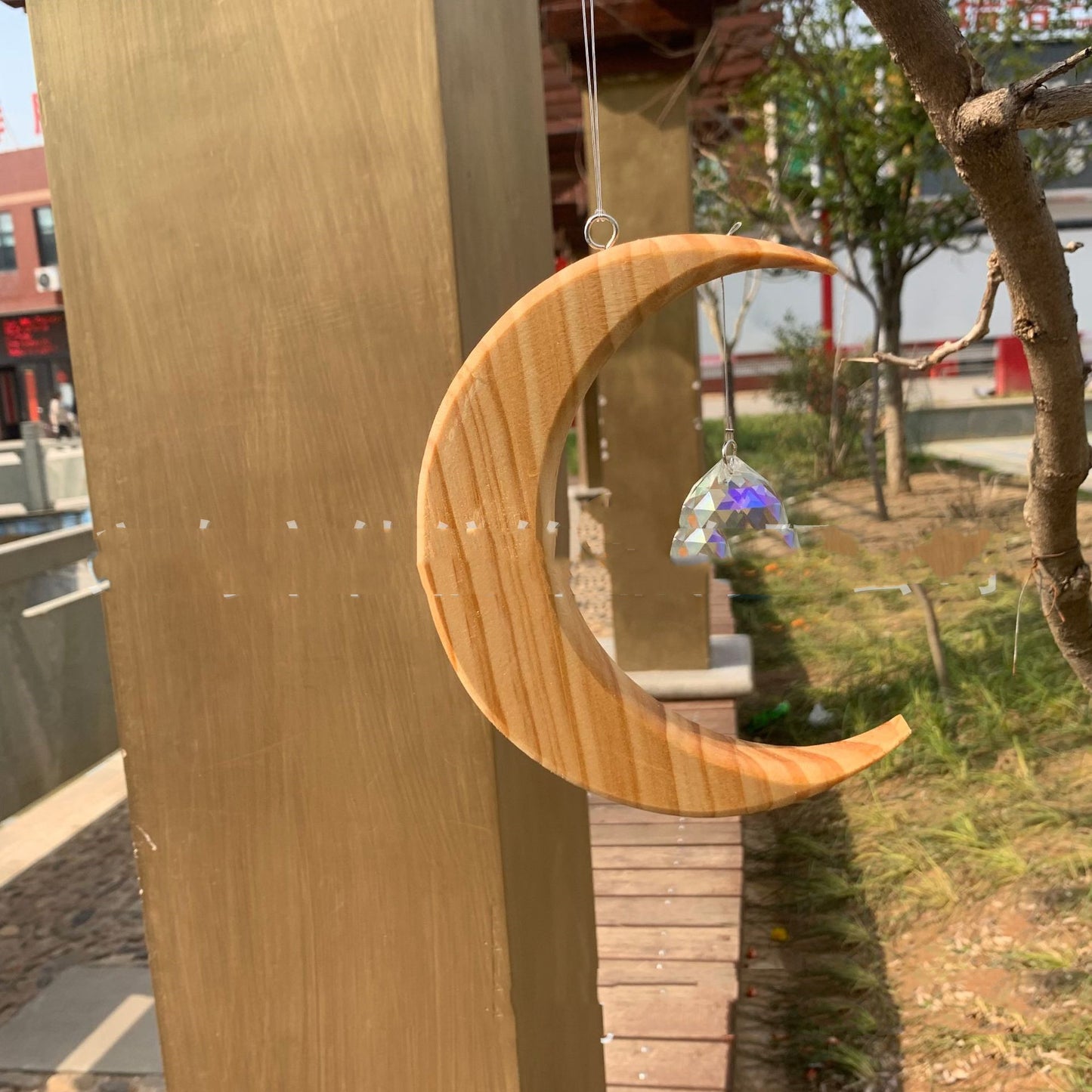 New Wood Star Sun Catcher Pendant Wood
