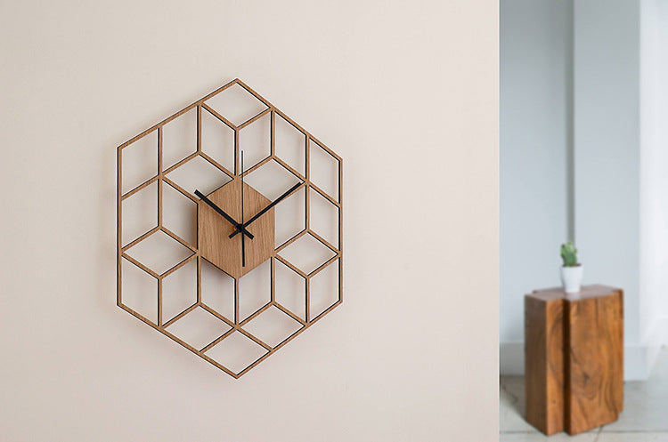 Geometric figure, wall clock, wood clock