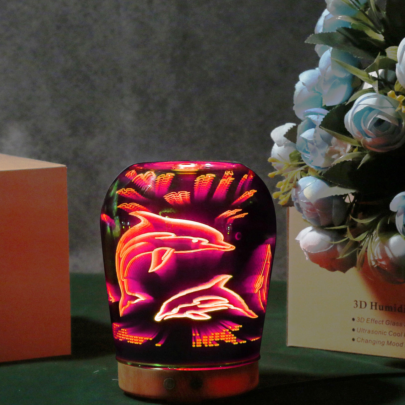 3D aromatherapy wood grain base humidifier