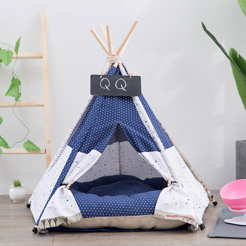 Pet Tent Small And Medium Dog Canvas Fabric Wooden Nest