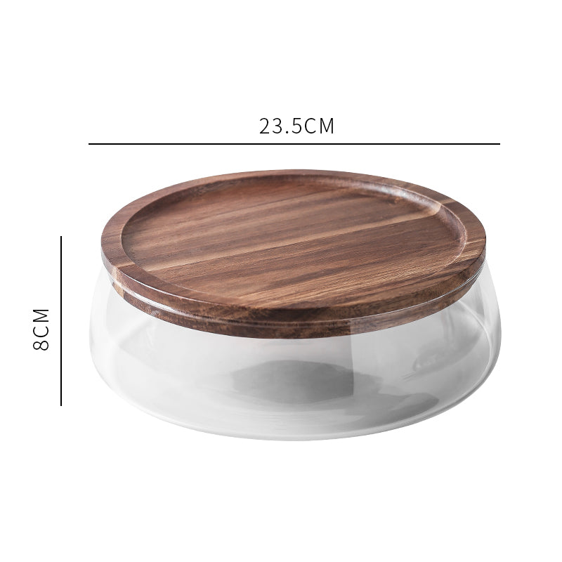 Home Living Room Solid Wood Glass Dried Fruit Storage Box