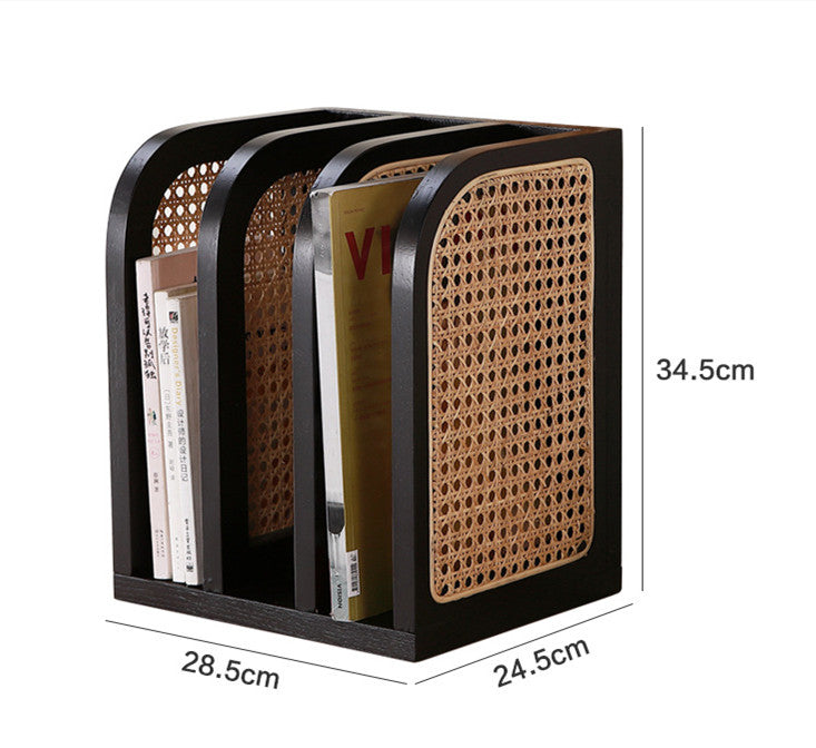 Nordic Rattan Modern Minimalist Solid Wood Bookshelf Desktop