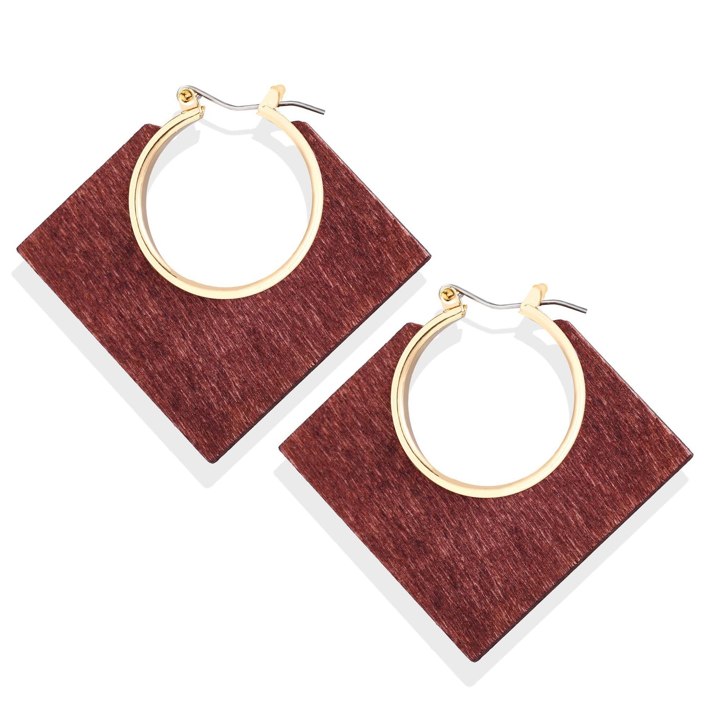 Geometric round wood contrast pendant