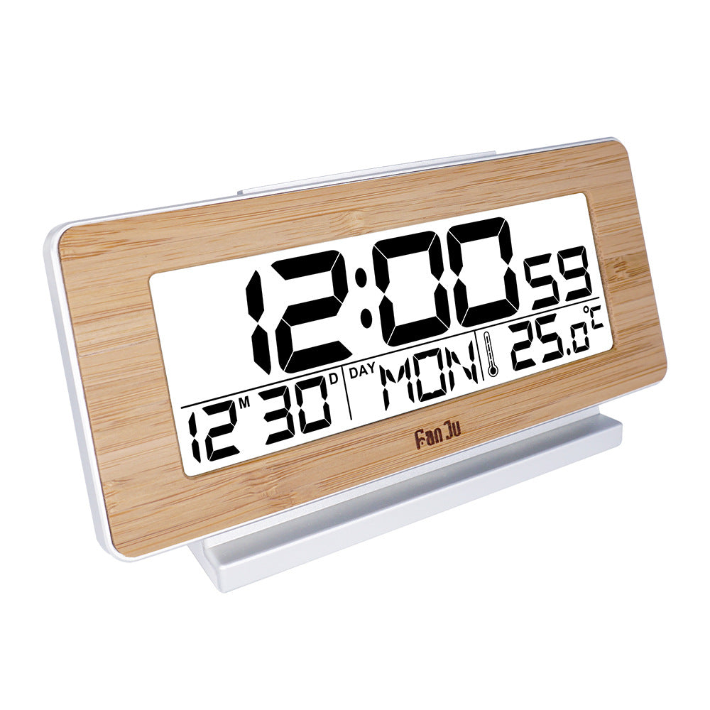 Calendar battery alarm wood small electronic alarm clock