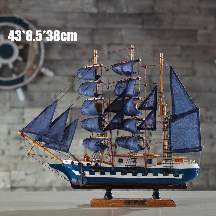 45cm Sailboat Model Wooden Crafts Handmade Sailboat Home Decoration