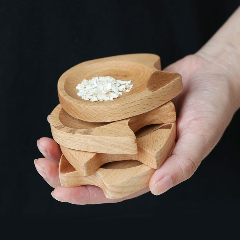 Cat solid wood dish