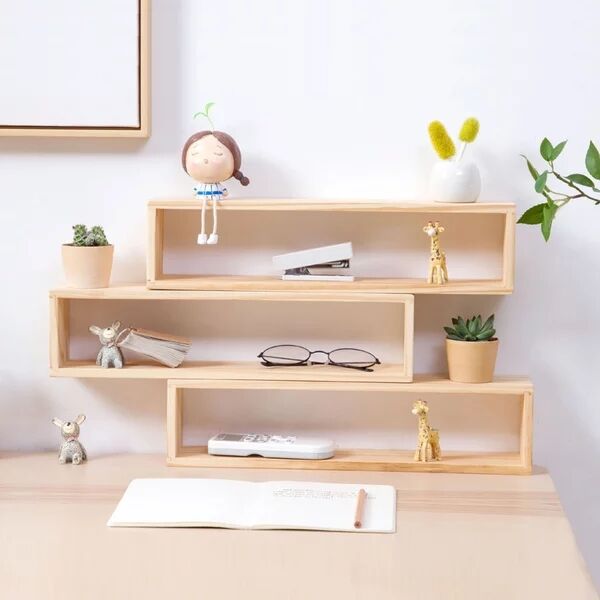 DIY Wooden Creative Box Shelf Desk Decoration