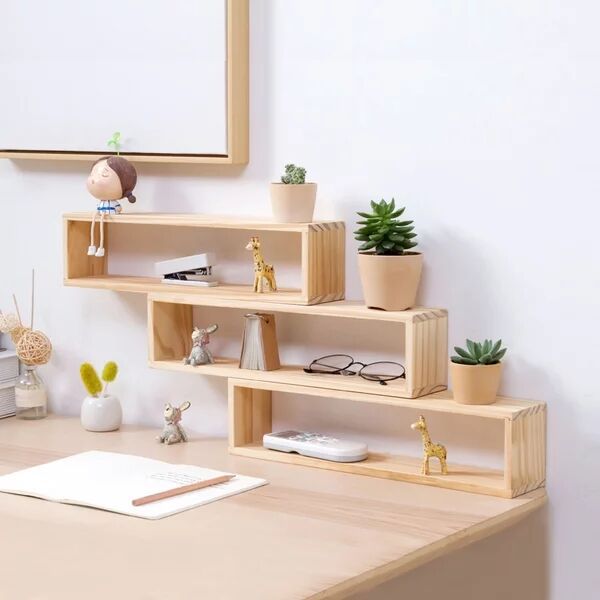 DIY Wooden Creative Box Shelf Desk Decoration