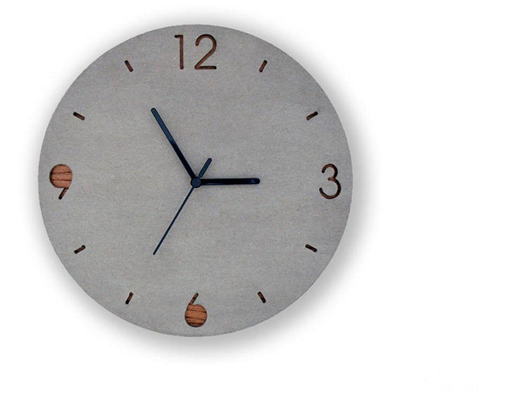 Digital Living Room Creative Concrete Cement Gray Style Solid Wood Wall Clock