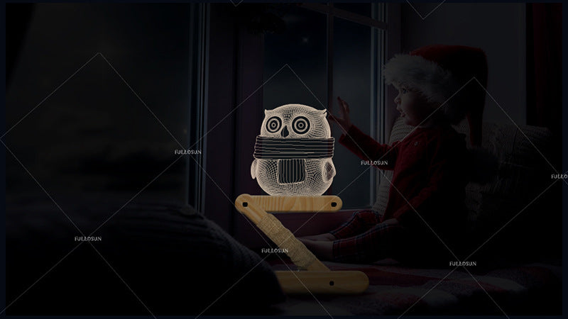 Creative owl wood lamp