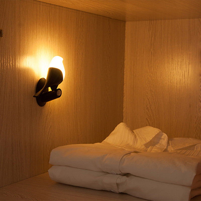 Creative Cartoon Bird Light Bird Egg Light Detachable Easy To Install Natural Wood Children'S Bedroom LED Induction Night Light