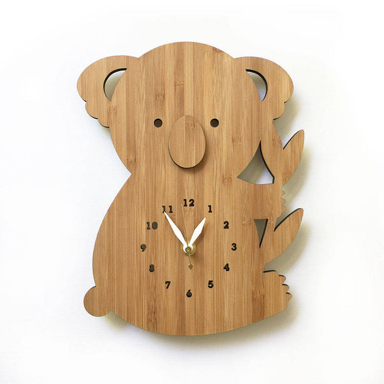 Bamboo Wood Koala Bear Wall Clock
