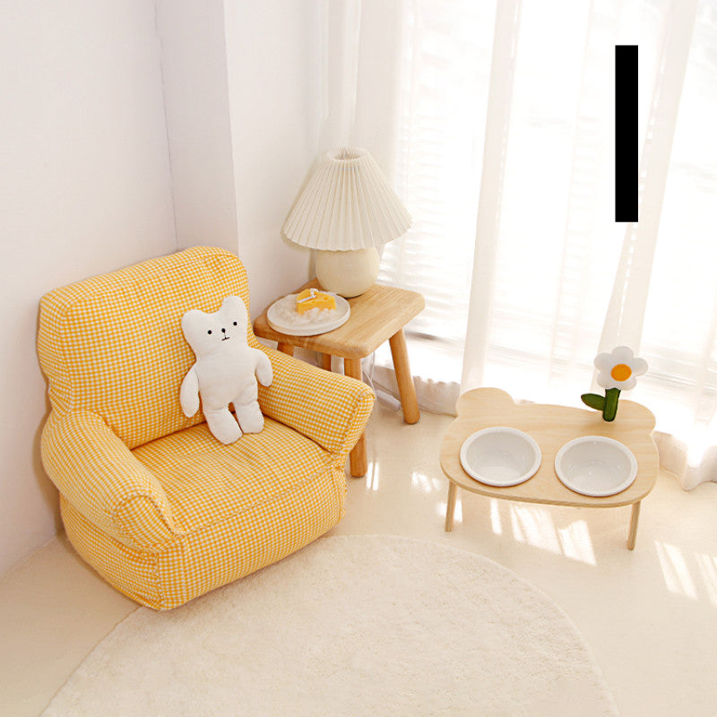 Pet Ceramic Bowl Wooden Stand Tall Cat Bowl Water Bowl