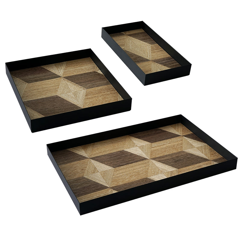 Jewelry Desktop Storage Box Tray Entrance Key Disk Wood Grain Sundries Tray