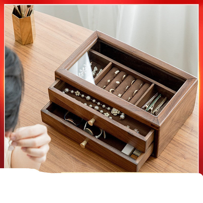 Light Luxury Classical Chinese Wood Jewelry Box Old-fashioned Wood