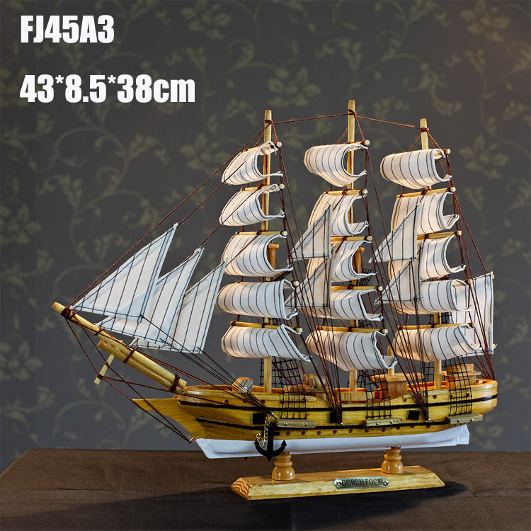 45cm Sailboat Model Wooden Crafts Handmade Sailboat Home Decoration
