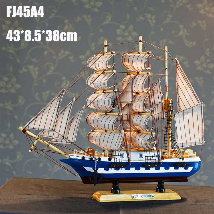 45cm Sailboat Model Wooden Crafts Handmade Sailboat Home Decoration