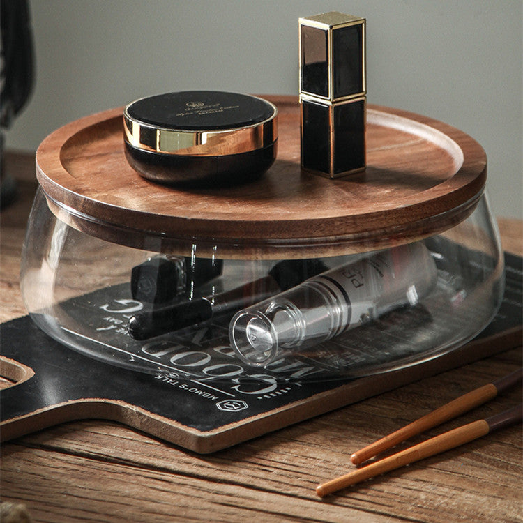 Home Living Room Solid Wood Glass Dried Fruit Storage Box