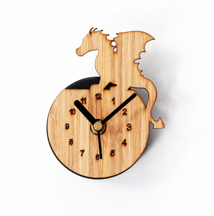 Bamboo Wood Flying Dragon Fridge Sticker Magnetic Sticker Wall Clock