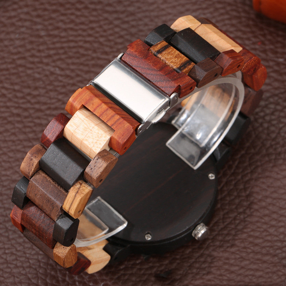 Color Wood Grain Creative Geometric Men's Quartz Wood Watch