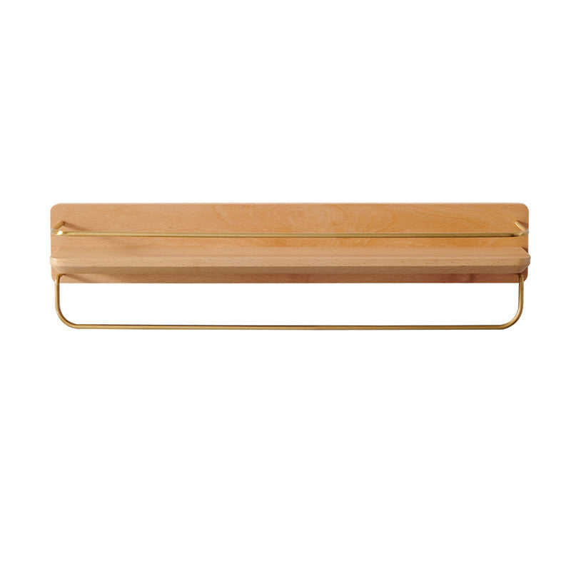 Bathroom Shelf Wall Hanging Free Punching Solid Wood