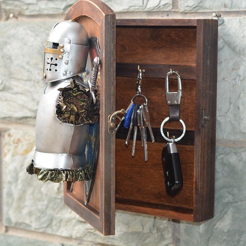 Retro Key Box Home Decoration Wrought Iron Office Wooden Box