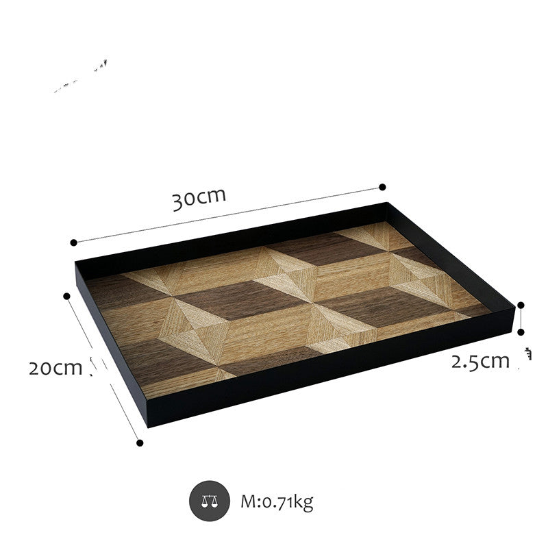 Jewelry Desktop Storage Box Tray Entrance Key Disk Wood Grain Sundries Tray