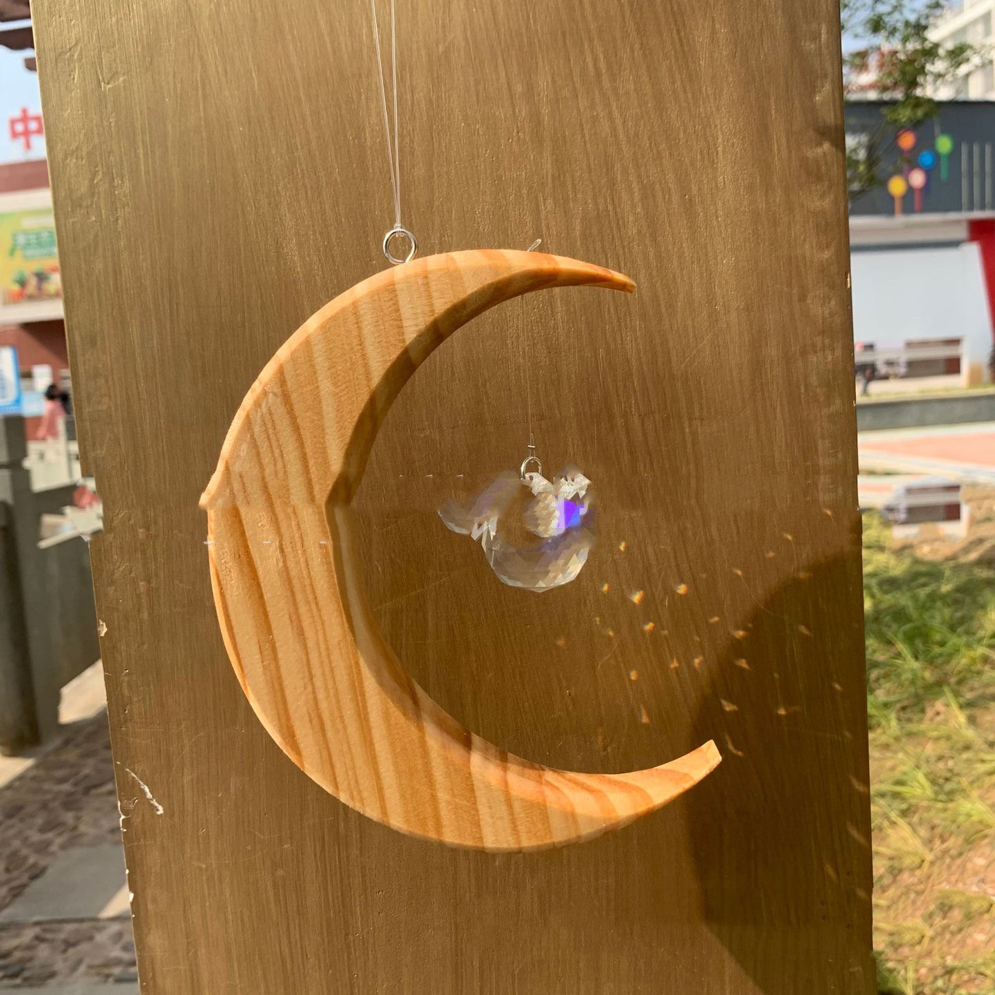 New Wood Star Sun Catcher Pendant Wood