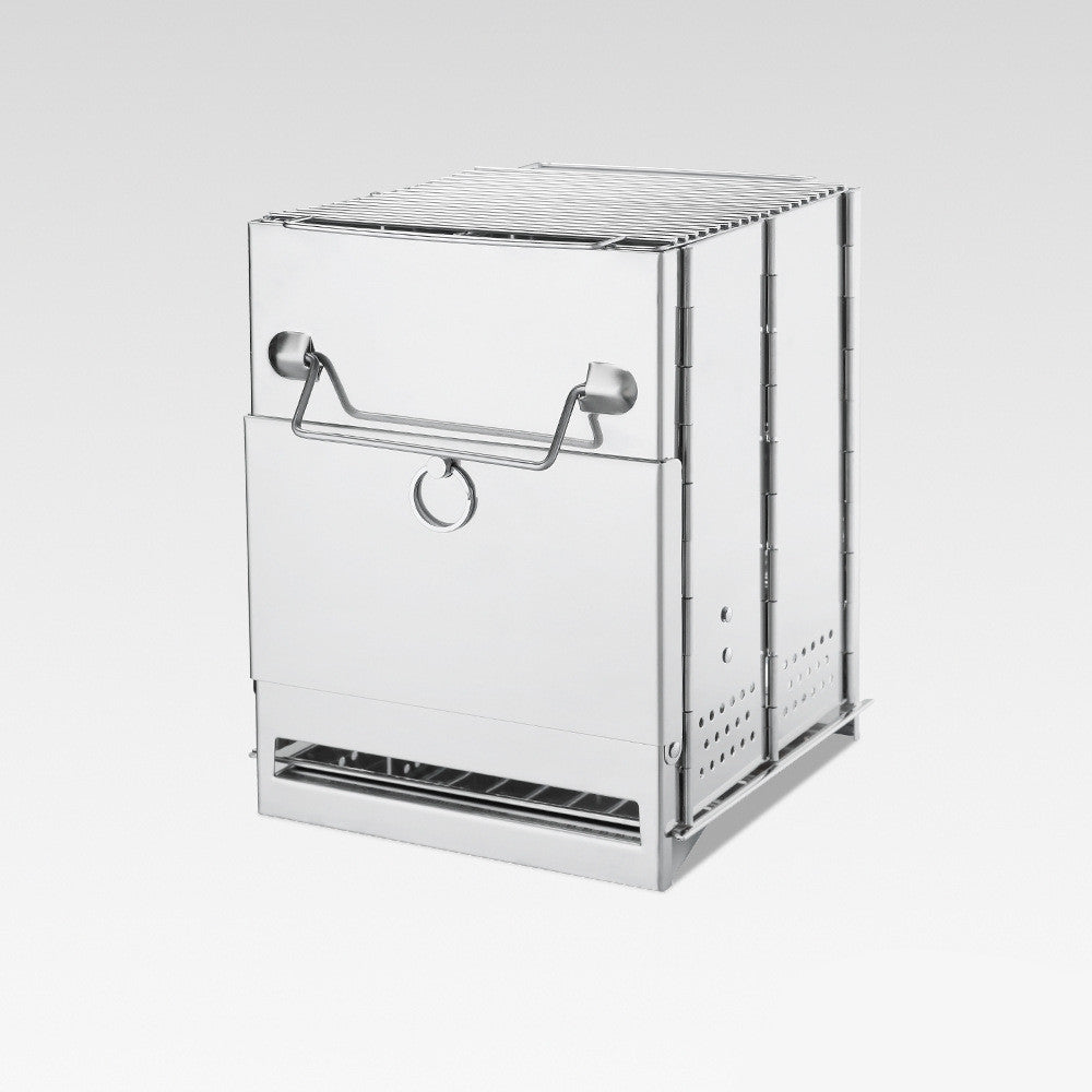 Outdoor Square Wood Stove Mini Stainless Steel Folding