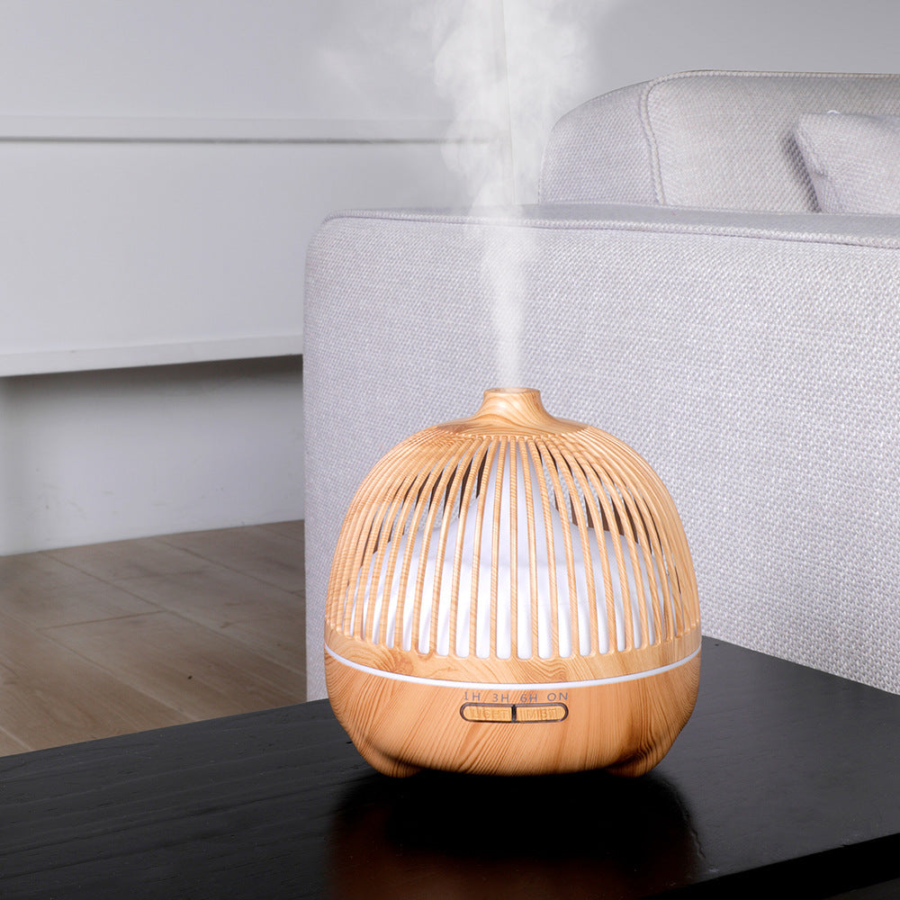 Birdcage Aromatherapy Machine Hollow Wood Grain Ultrasonic Humidifier