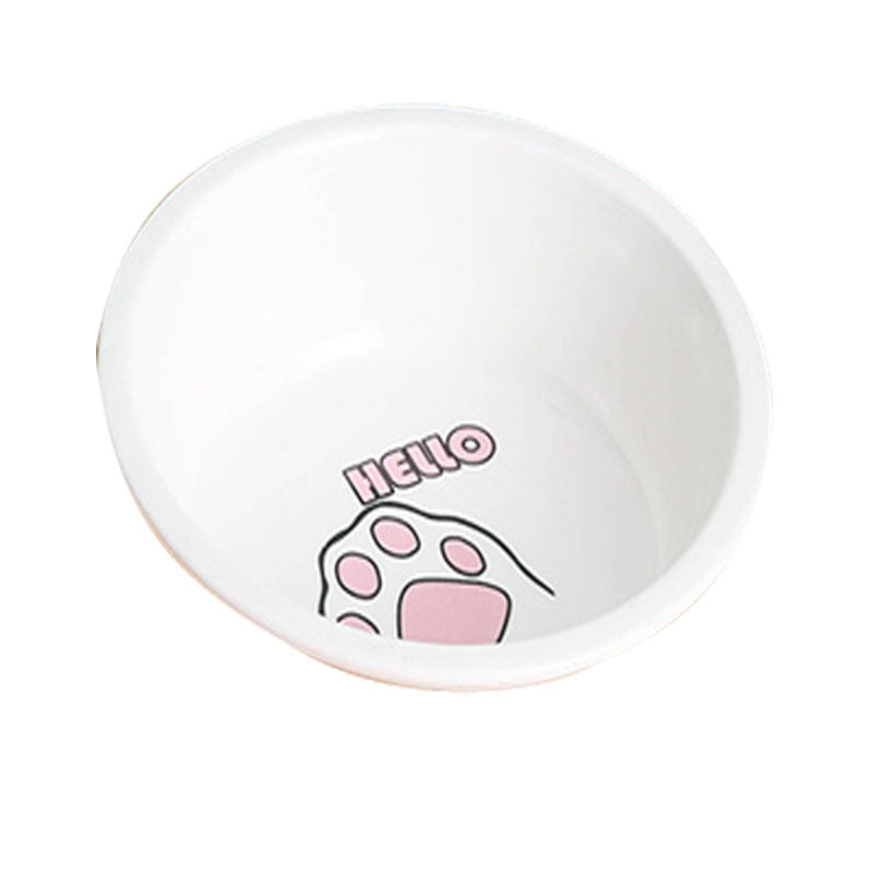 Pet Bowl Oblique Mouth High Foot Protection Spine Wooden Frame