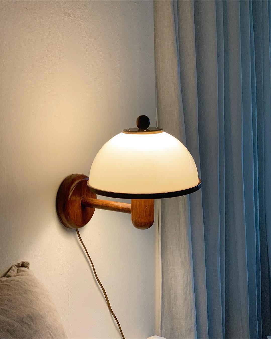 Solid Wood Wall Lamp Glass Bedroom Living Room Decoration