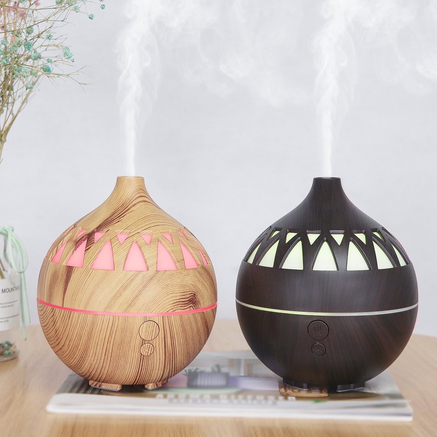 Hollow Wood Grain 5v Aroma Diffuser 180ml Mini