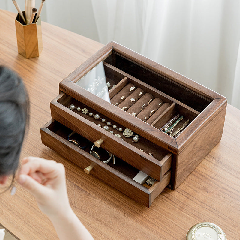 Light Luxury Classical Chinese Wood Jewelry Box Old-fashioned Wood