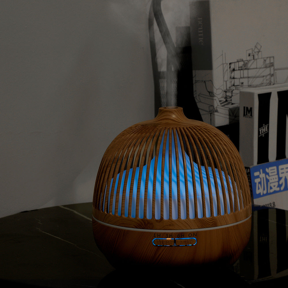 Birdcage Aromatherapy Machine Hollow Wood Grain Ultrasonic Humidifier