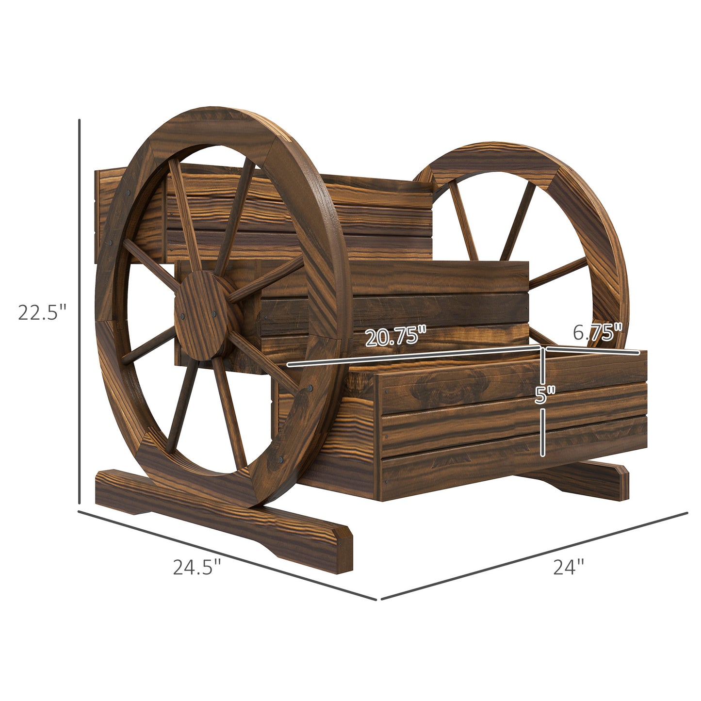 Wooden Wagon Planter Box, 3-Tier Raised Garden Bed, For Vegetables Flowers Herbs