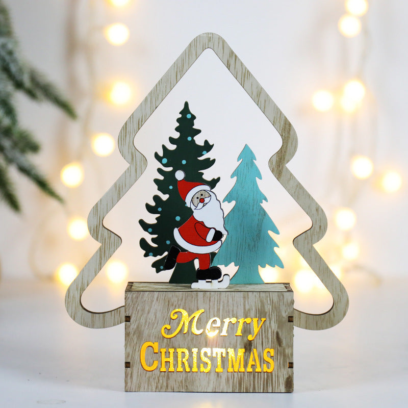 Christmas Decorations Wooden Scene Layout