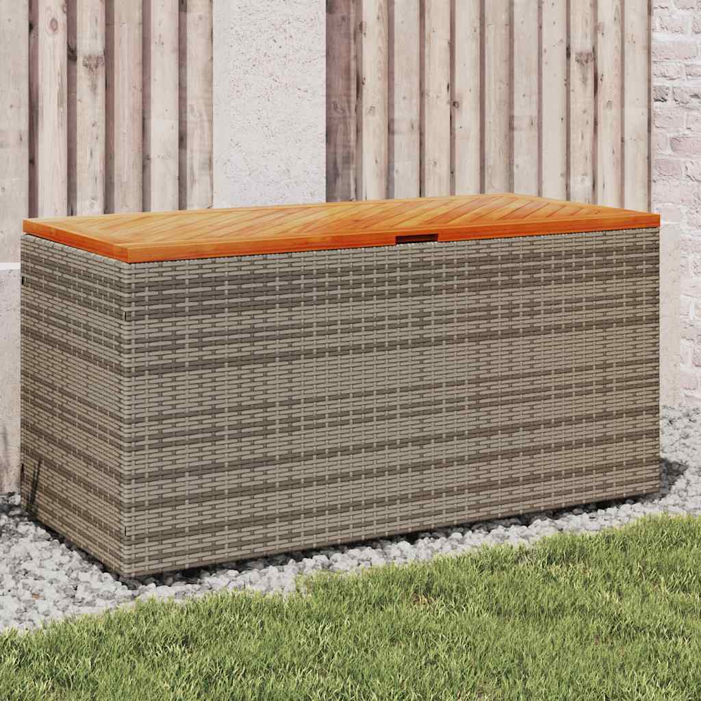 Garden Chest 110x Poly Rattan Acacia Wood   Garden Chest
