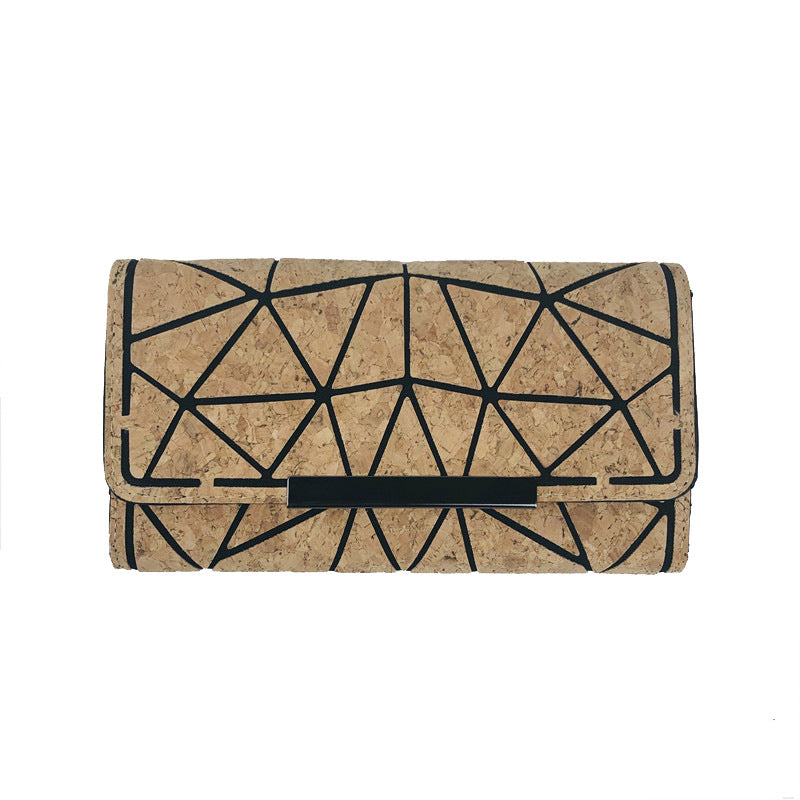 Eco-friendly Cork Grain Multifunctional Fashion Waterproof 3 Fold Hand Wallet