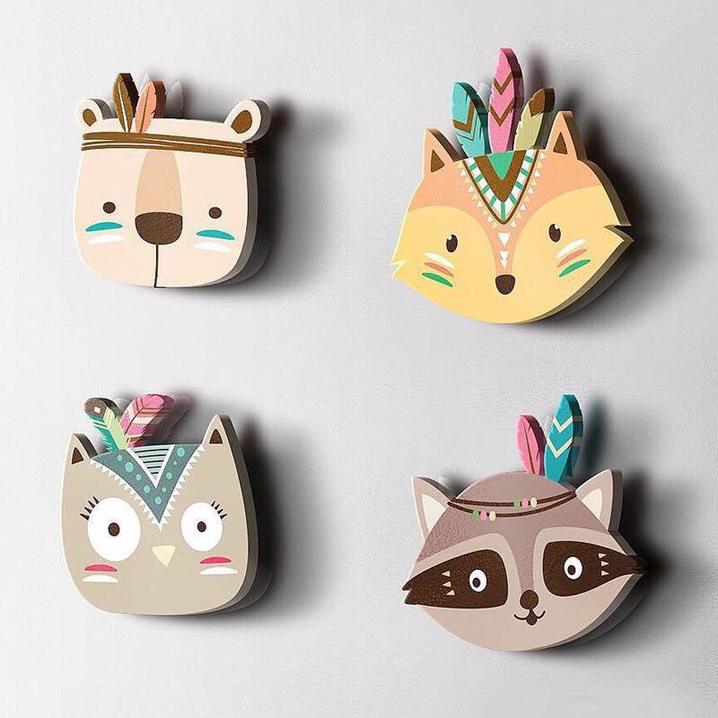 Cartoon wood animal wall decoration