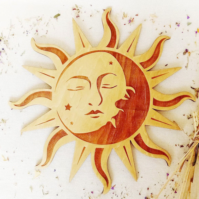 Wooden Sun Moon Wall Decorations Home Decorative Crafts