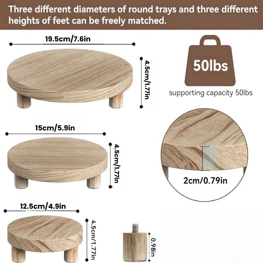 Wooden Round Tray Bathroom Toiletries Ornaments Gathering