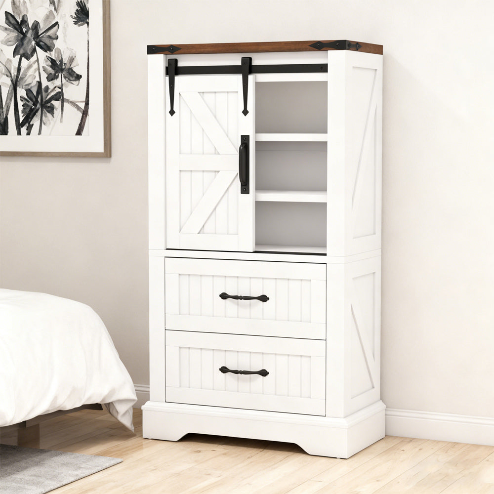 Farmhouse Bathroom Floor Cabinet Freestanding Wooden Storage Organizer