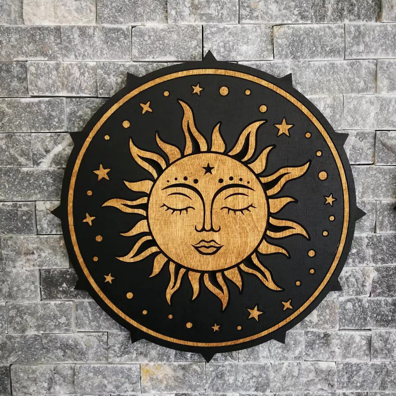 Wooden Sun Moon Wall Decorations Home Decorative Crafts