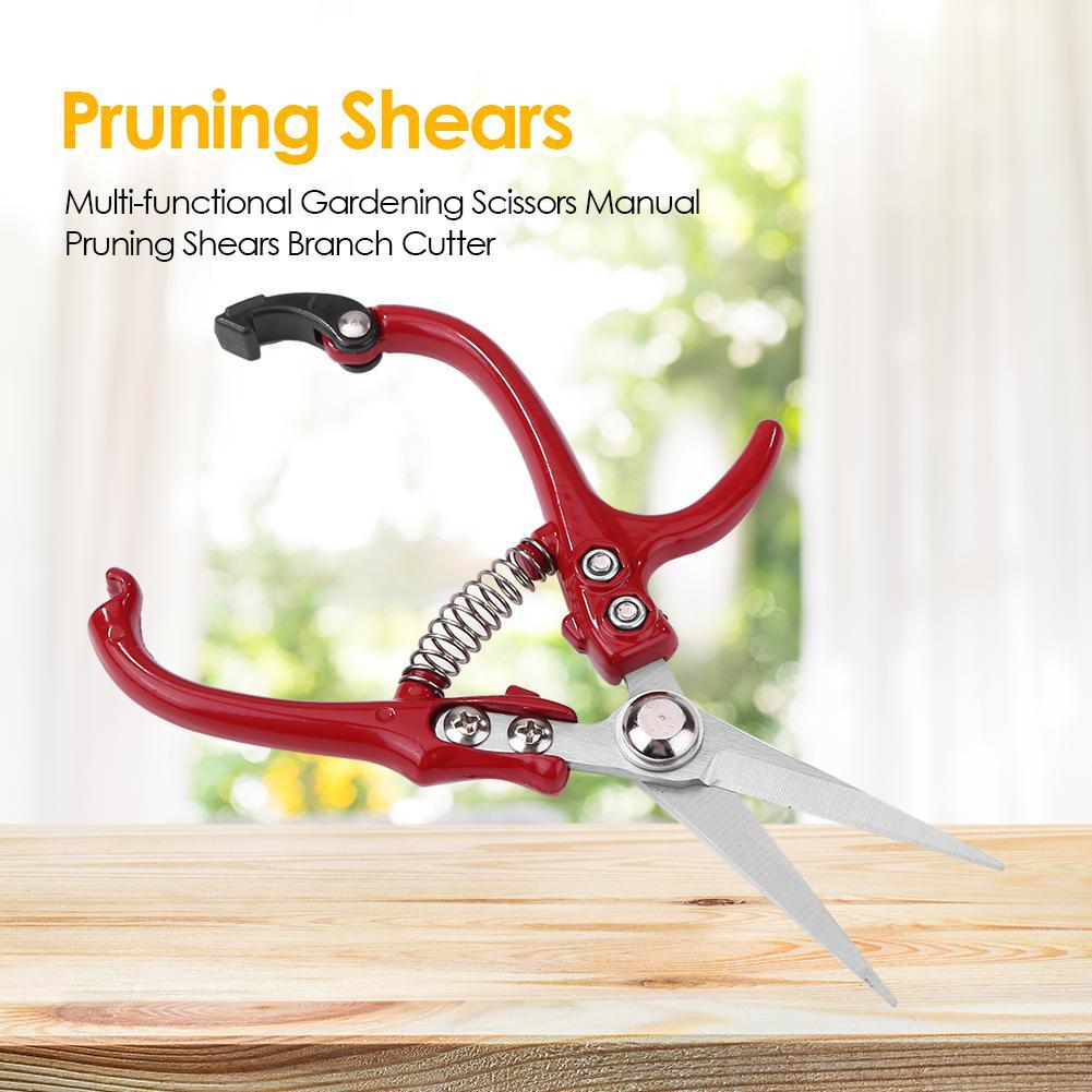 Multifunctional Garden Scissors Pruning Shears Manual With Safety Buckle Stainless Steel Spring Gardening Pruning Shear Branch Plant Cutter