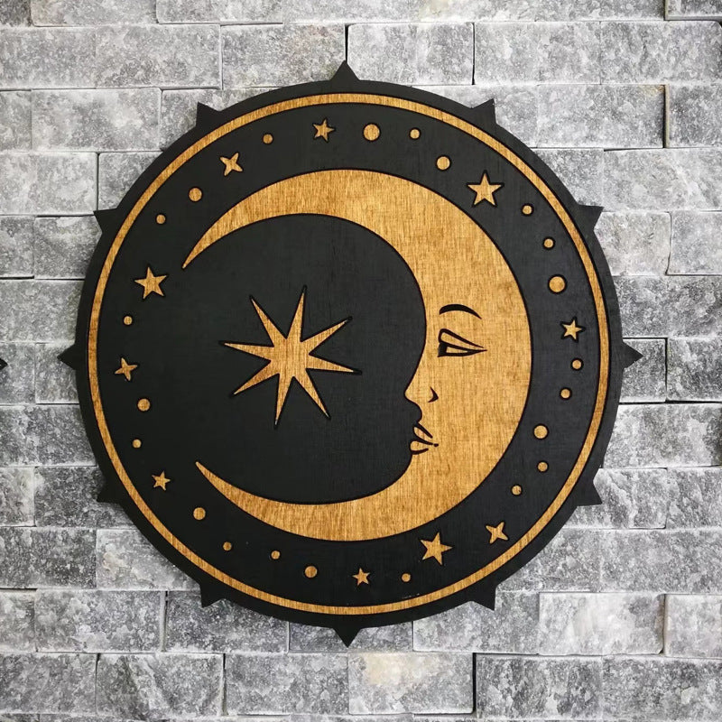 Wooden Sun Moon Wall Decorations Home Decorative Crafts